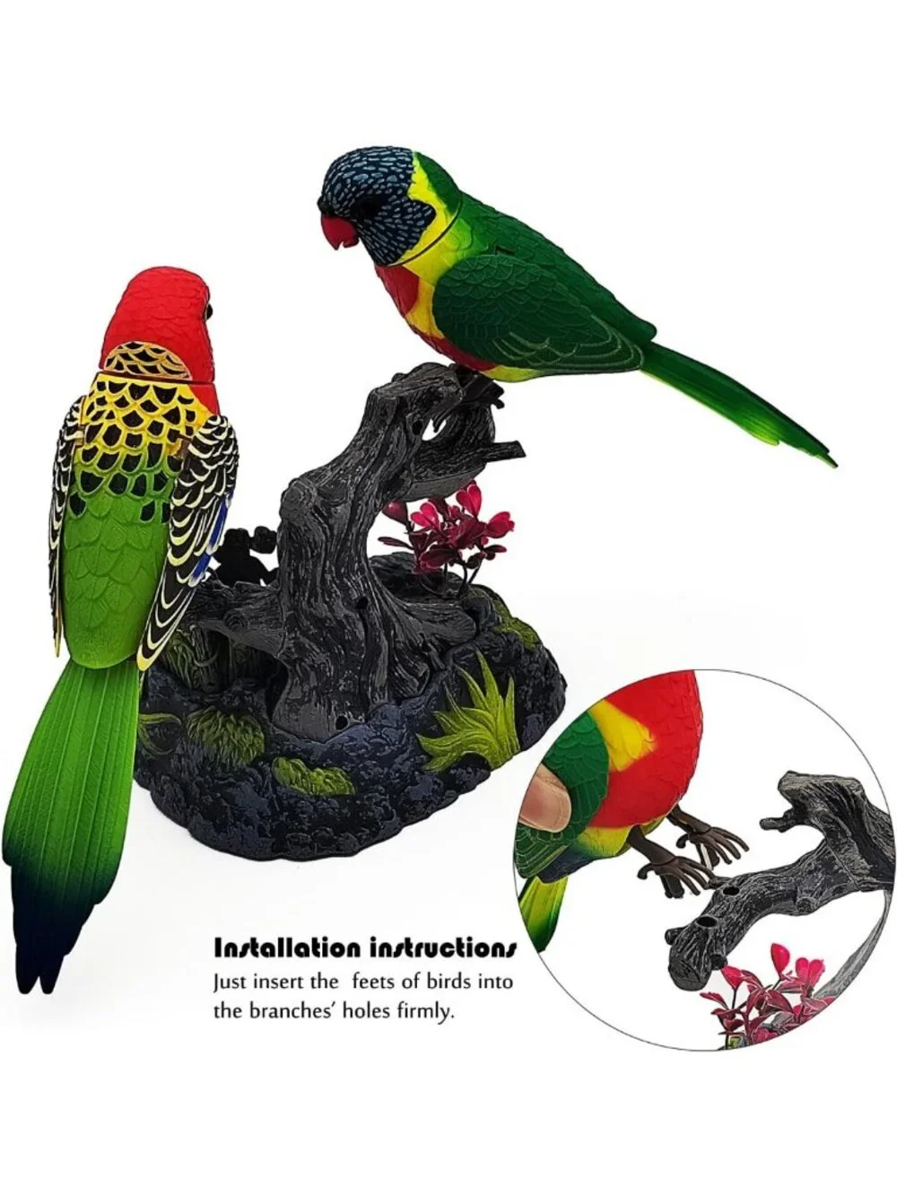 Realistic Electronic Parrot Toy - Moving, Chirping Bird Decor for Kids & Home